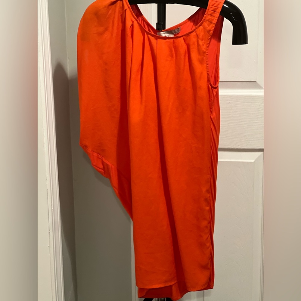 One sleeve orange dress